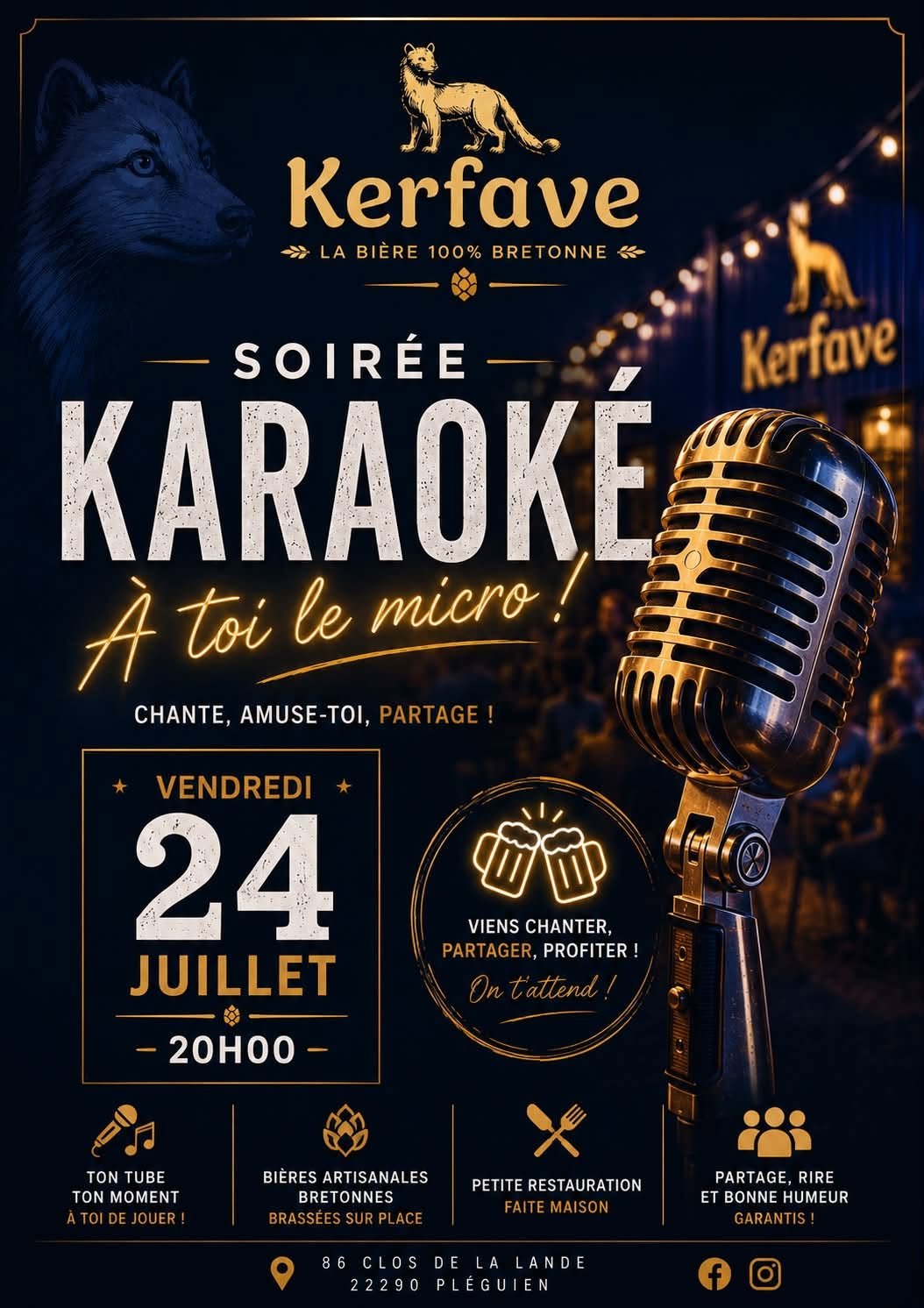24/07/2026 : Karaoké à la Brasserie Kerfave à partir de 20H